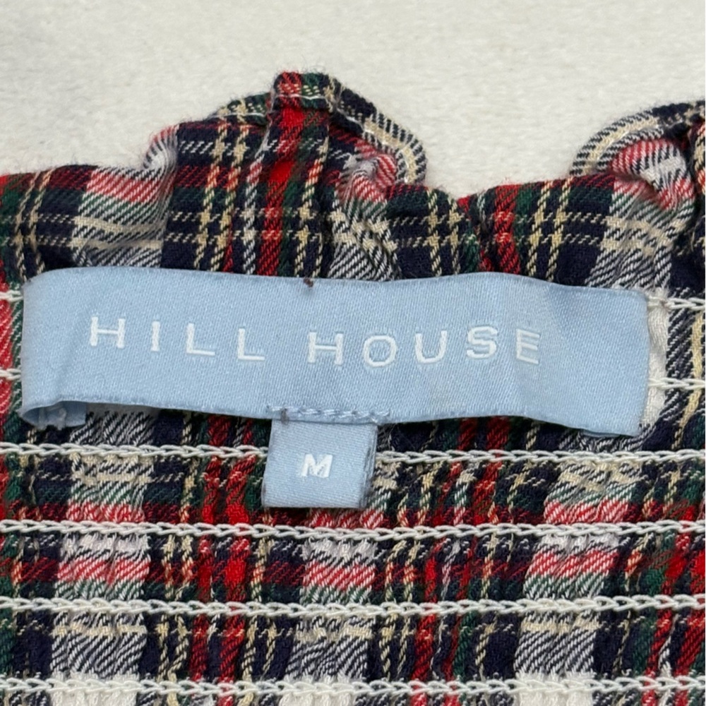Hill House Ellie Nap Dress Multi Tartan Plaid Smocked Midi Ruffle Size Medium - Picture 9 of 12